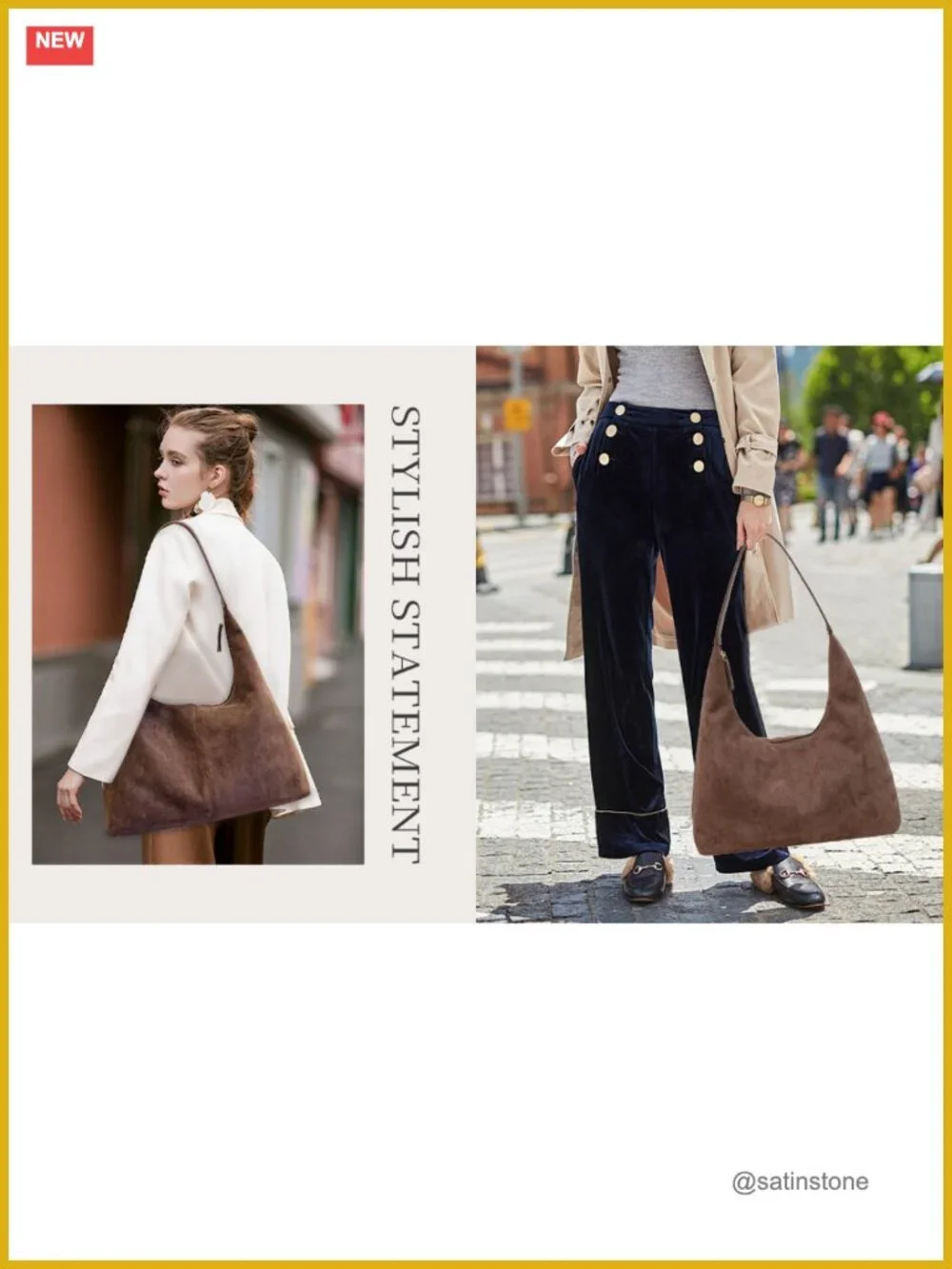Faux Suede Slouchy Hobo Bag Large Tote Shoulder Handbag Women Work Travel